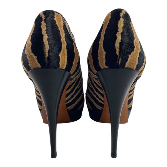 Gucci Zebra Print Pony Hair Leather Sz 10 EU 40 Lace Up Platform Bootie Heels - Picture 5 of 16